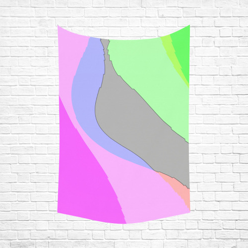 Abstract 703 - Retro Groovy Pink And Green Polyester Peach Skin Wall Tapestry 60"x 90"