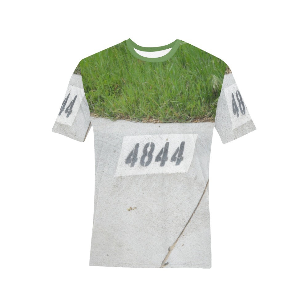 Street Number 4844 with green collar Men's All Over Print T-Shirt (Solid Color Neck) (Model T63)