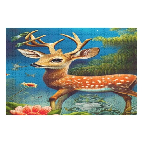 Baby Deer 1000-Piece Wooden Photo Puzzles