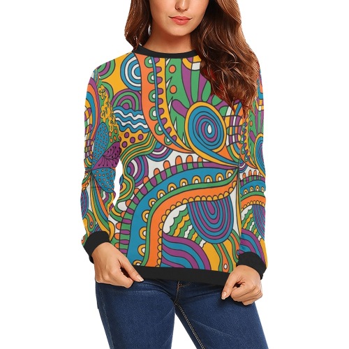 Wuvi All Over Print Crewneck Sweatshirt for Women (Model H18)