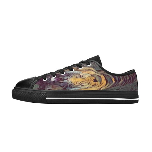Tiger Color Painted Looking Up Women's Classic Canvas Shoes (Model 018)