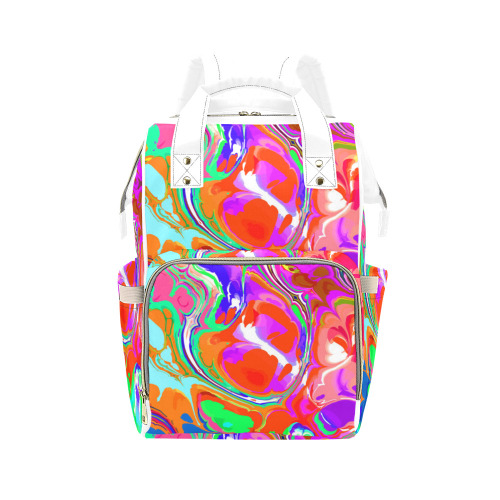 Psychedelic Abstract Marble Artistic Dynamic Paint Art Multi-Function Diaper Backpack/Diaper Bag (Model 1688)