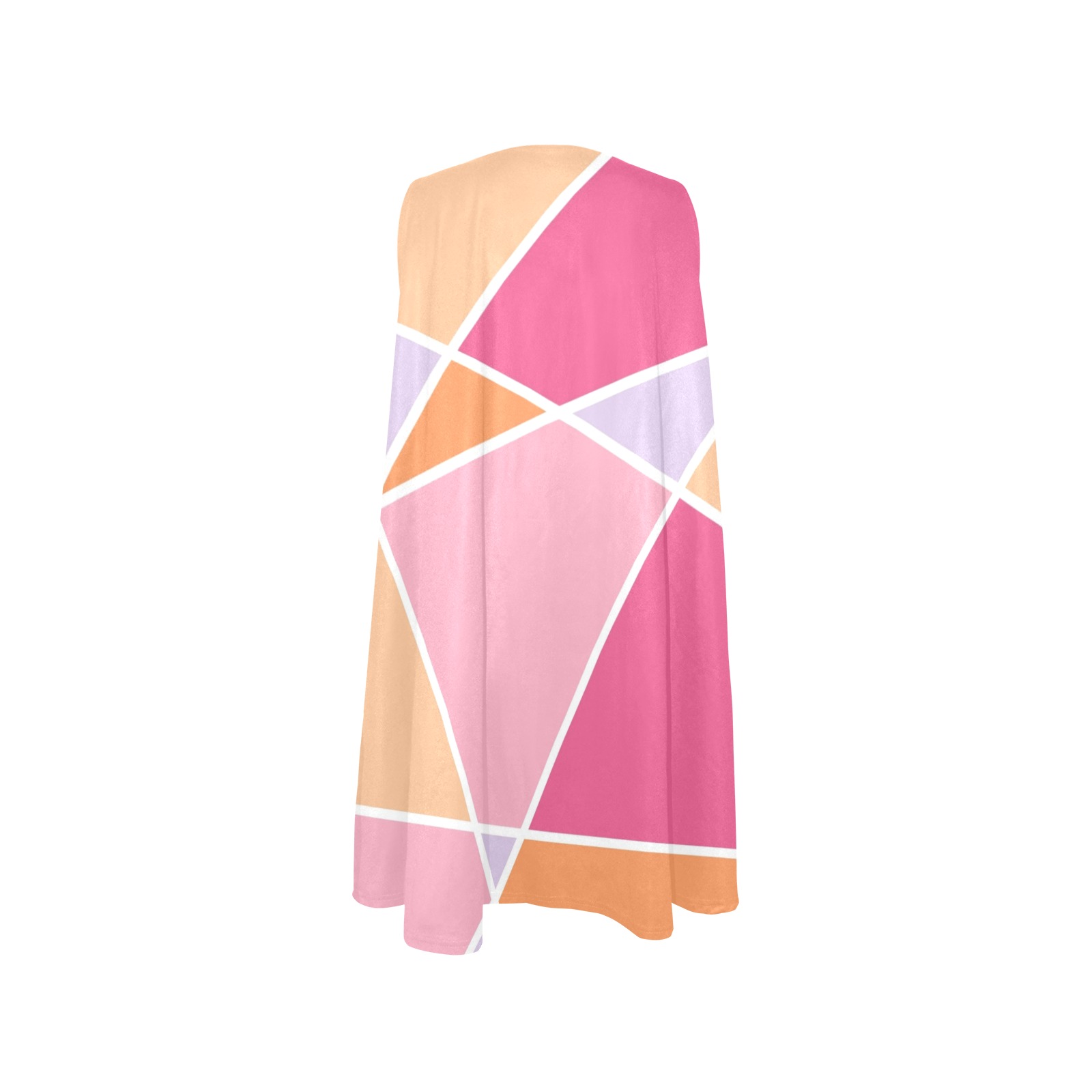 Retro Geometric Pink Sleeveless A-Line Pocket Dress (Model D57)