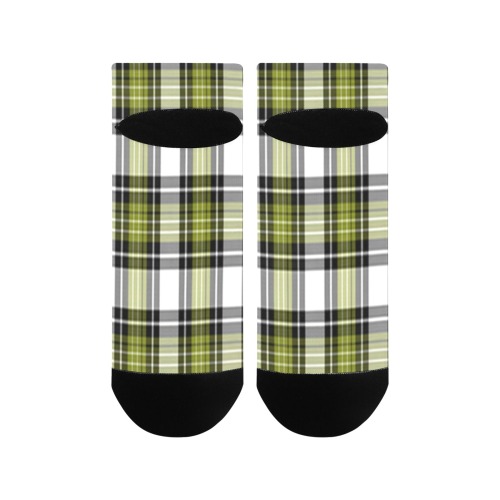 Olive Green Black Plaid Women's Ankle Socks