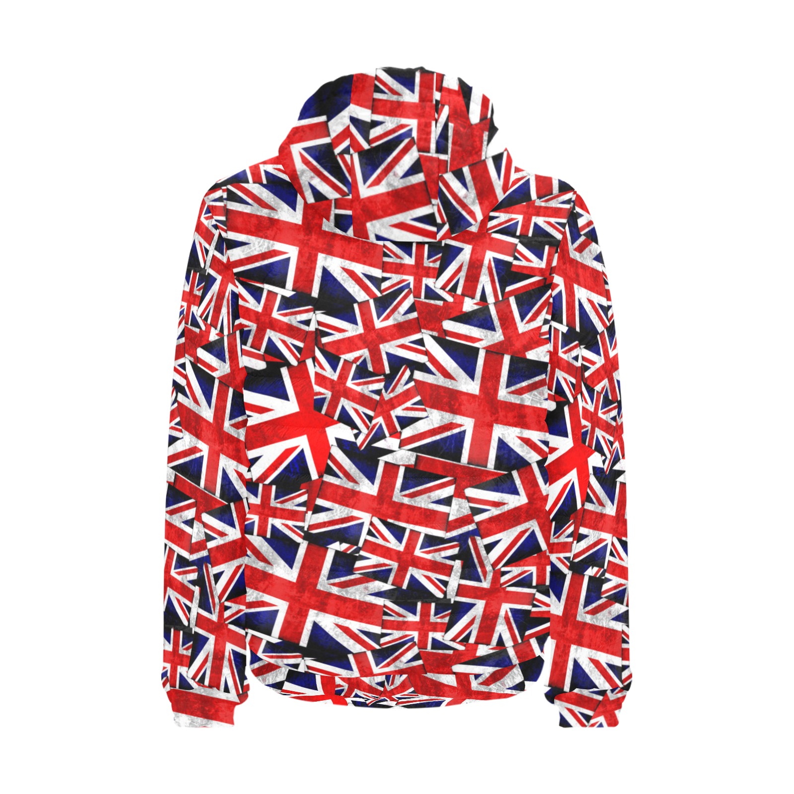 Union Jack British UK Flag Men's Padded Hooded Jacket (Model H42)