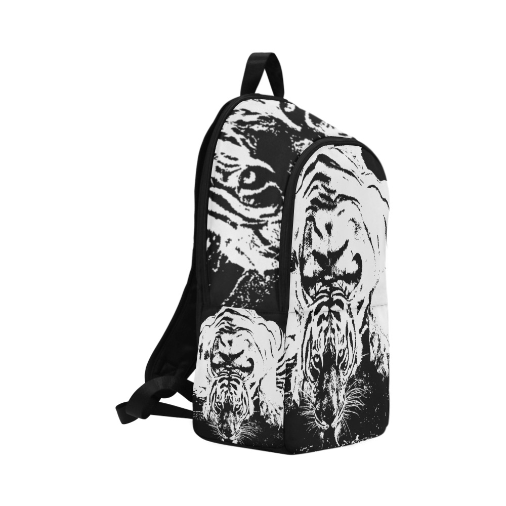 Tiger Transparent Black Outline Fabric Backpack for Adult (Model 1659)