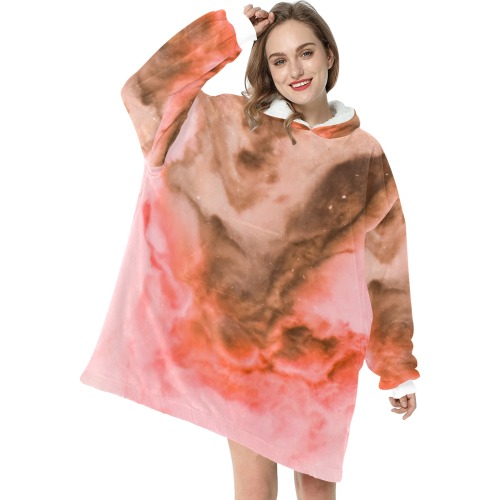 Pink marbled space 01 Blanket Hoodie for Women