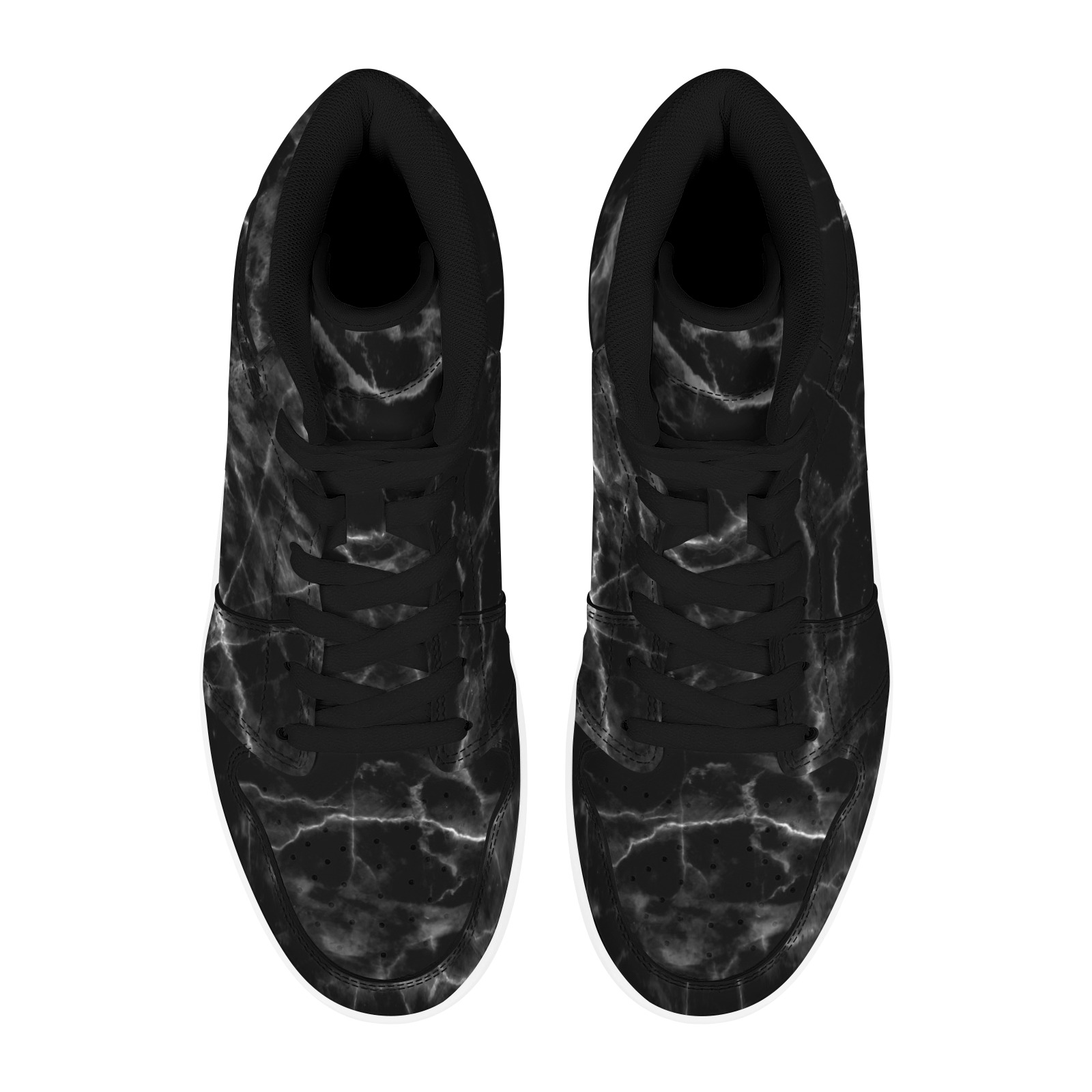 Black marble texture Men's High Top Sneakers (Model 20042)