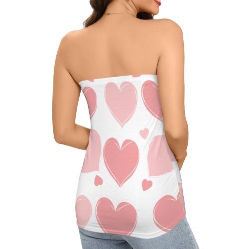 heart print Women's Long Tube Top (Model T84)