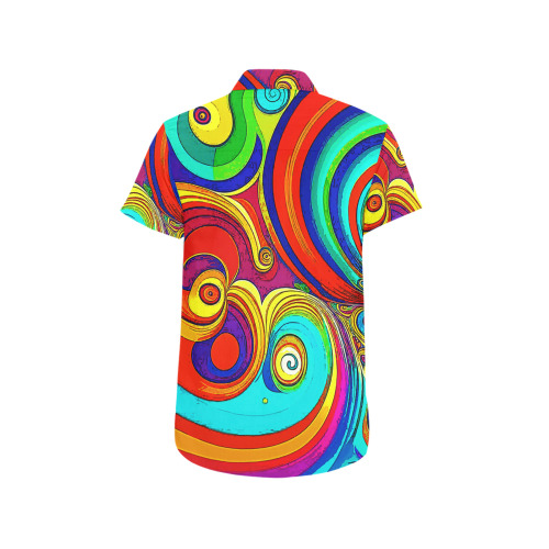 Colorful Groovy Rainbow Swirls Men's All Over Print Short Sleeve Shirt (Model T53)