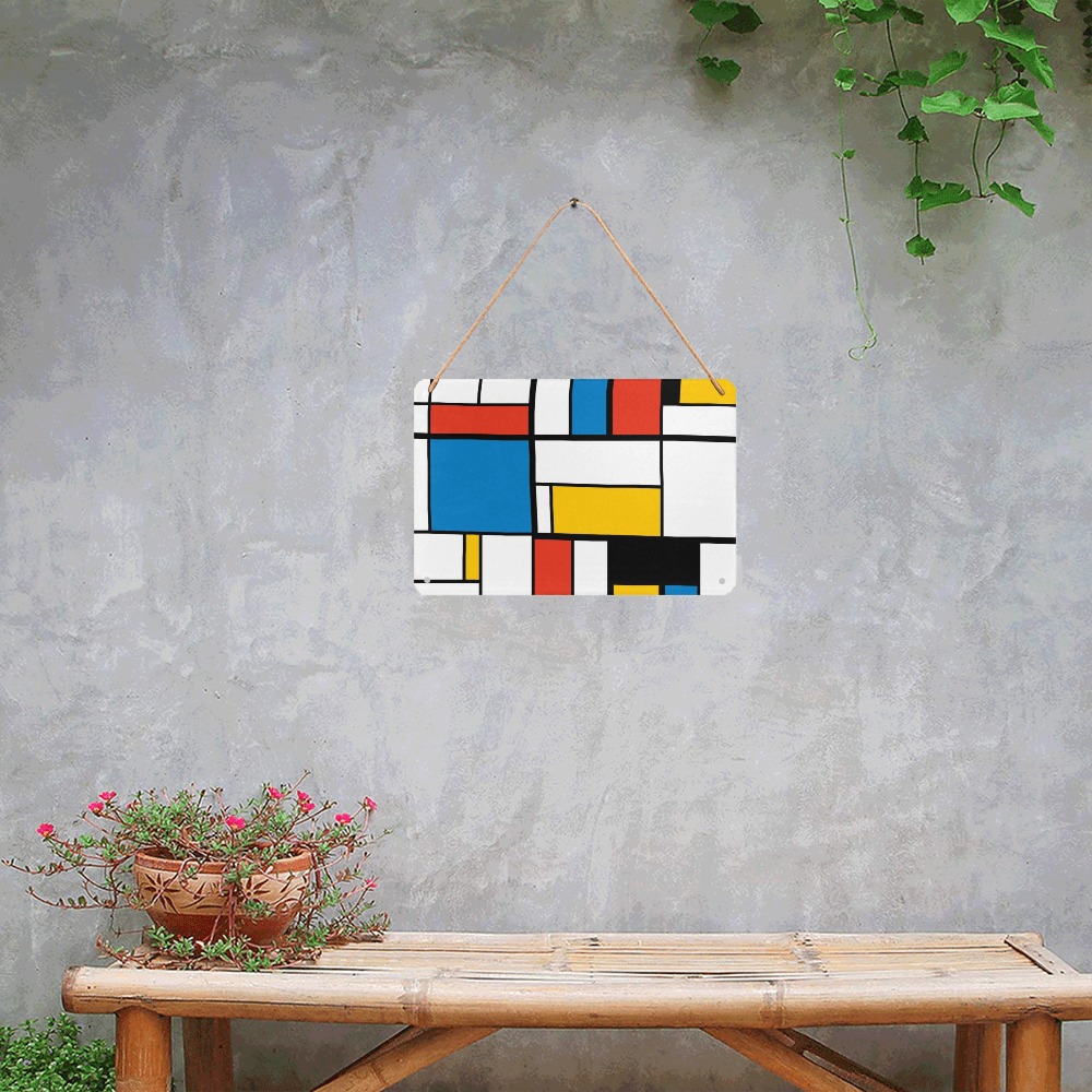 Mondrian De Stijl Modern Metal Sign 12"x8"