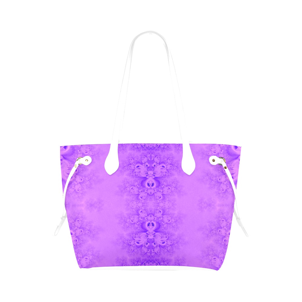 Purple Lilacs Frost Fractal Clover Canvas Tote Bag (Model 1661)