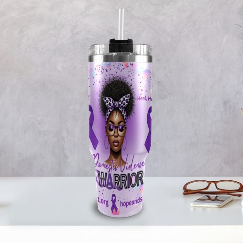 Domestic Violence Tumbler 40oz Tumbler with Black Handle