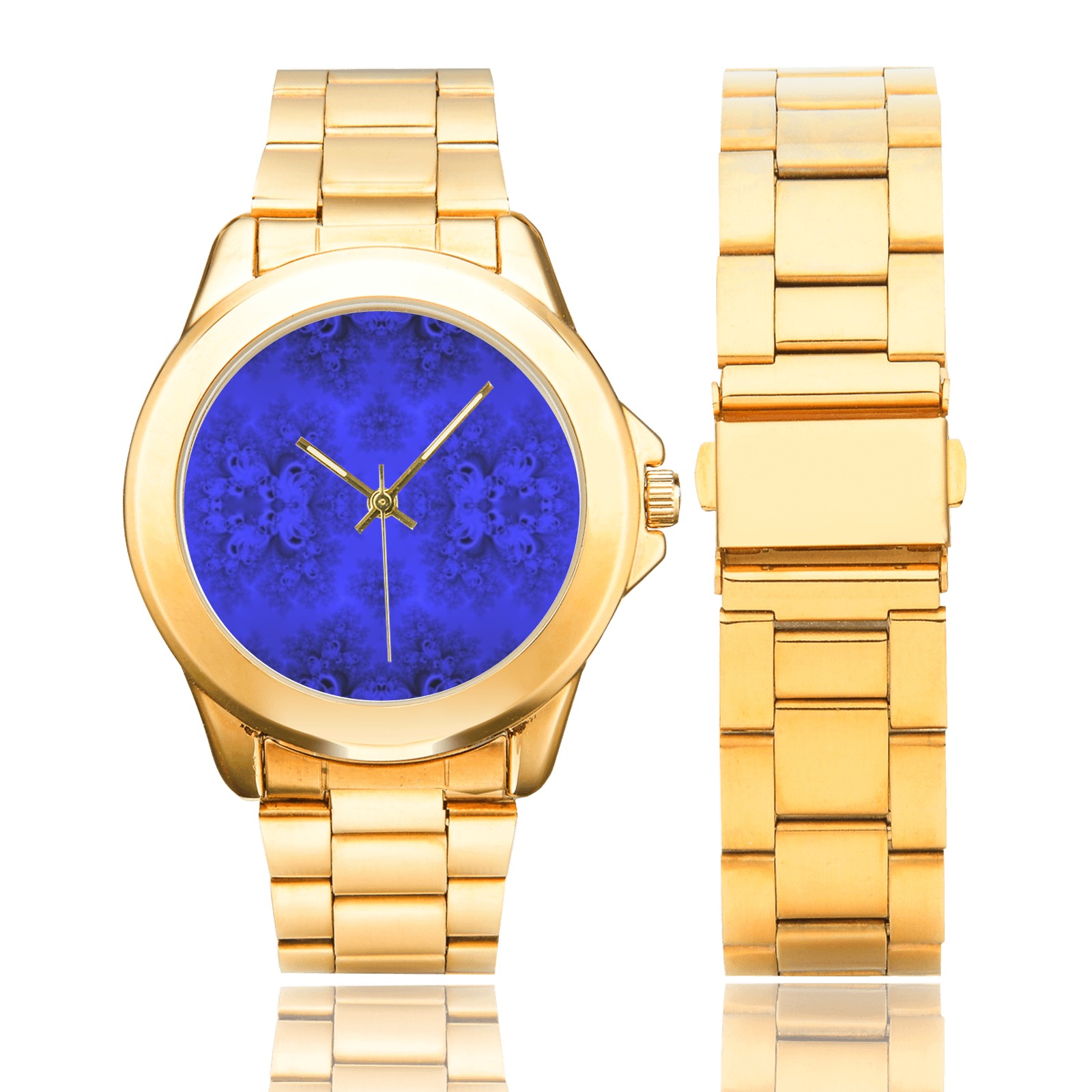 Midnight Blue Gardens Frost Fractal Custom Gilt Watch(Model 101)