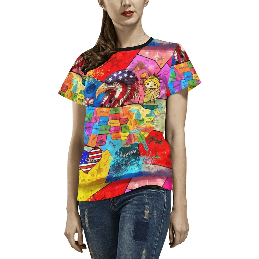USA 2022 by Nico Bielow All Over Print T-Shirt for Women (USA Size) (Model T40)