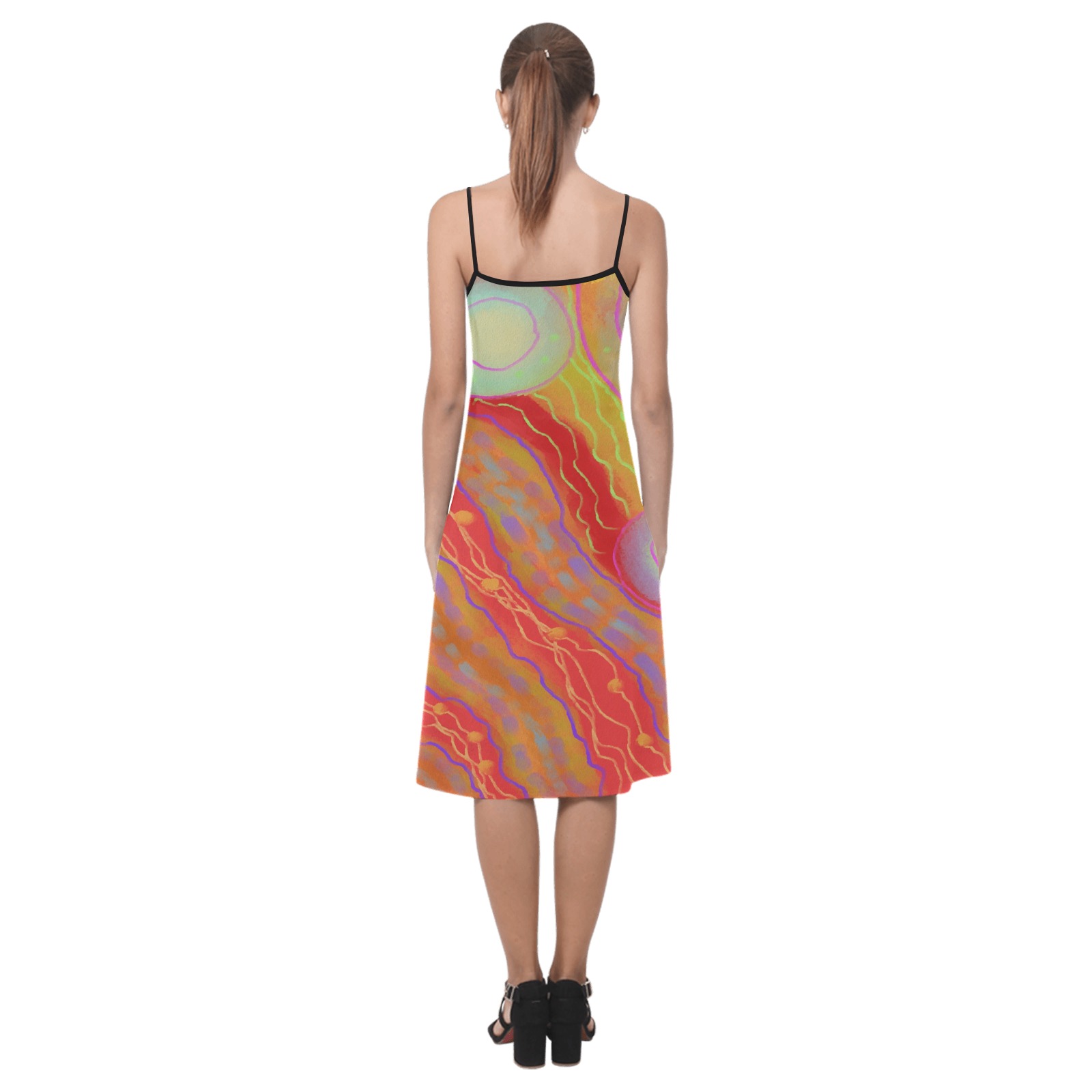 Red Abstract Art Alcestis Slip Dress (Model D05)