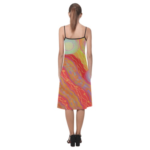 Red Abstract Art Alcestis Slip Dress (Model D05)