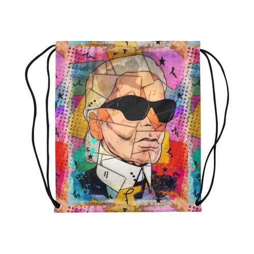 Karl Lagerfeld  Art by Nico Bielow Large Drawstring Bag Model 1604 (Twin Sides)  16.5"(W) * 19.3"(H)