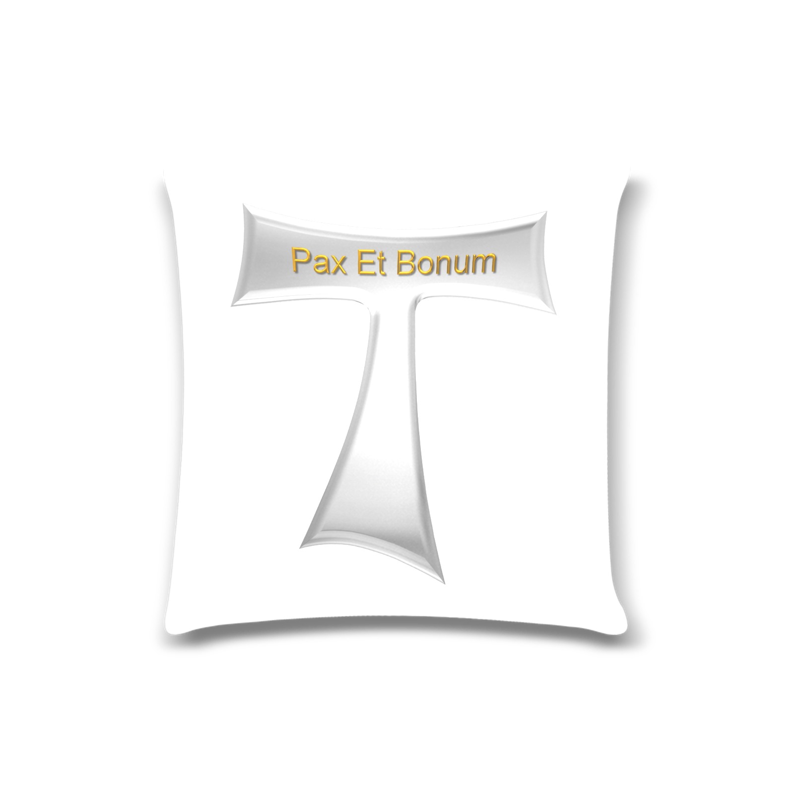 Franciscan Tau Cross Pax Et Bonum Silver Metallic Custom Zippered Pillow Case 16"x16"(Twin Sides)