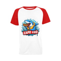 CAPE COD-GREAT WHITE EATING HOT DOG 3 Men's Raglan T-shirt (USA Size) (Model T11)
