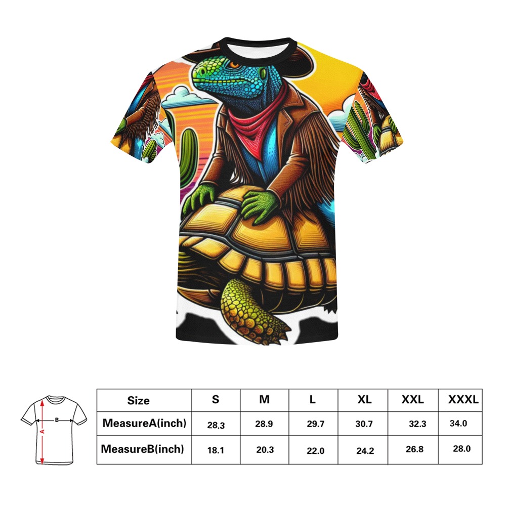 IGUANA RIDING DESERT TORTOISE All Over Print T-Shirt for Men (USA Size) (Model T40)