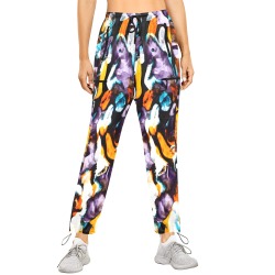 Colorful dark brushes abstract Women's Quick Dry Cargo Sweatpants (Model L65)