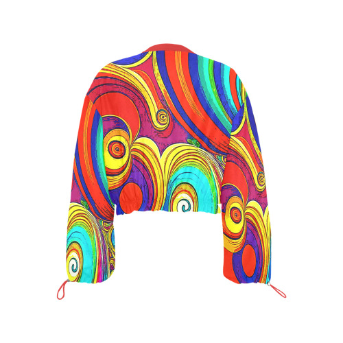 Colorful Groovy Rainbow Swirls Cropped Chiffon Jacket for Women (Model H30)