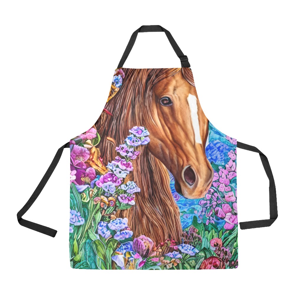 Boho Simulated Quilt Horse Artwork All Over Print Apron