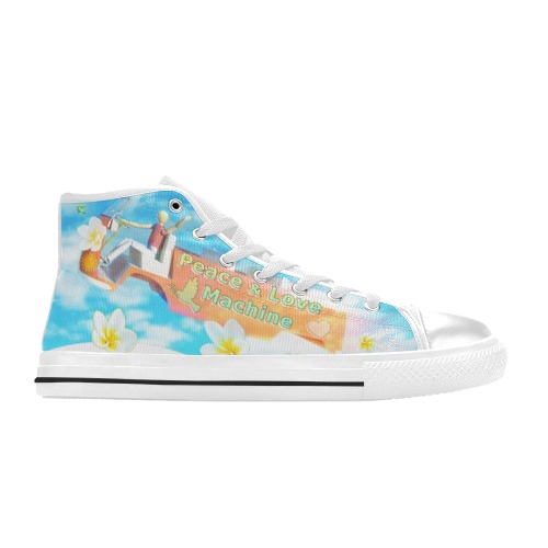 Peace & Love Machine High Top Canvas Shoes for Kid (Model 017)
