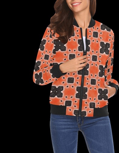 Arabesque All Over Print Bomber Jacket for Women (Model H19)