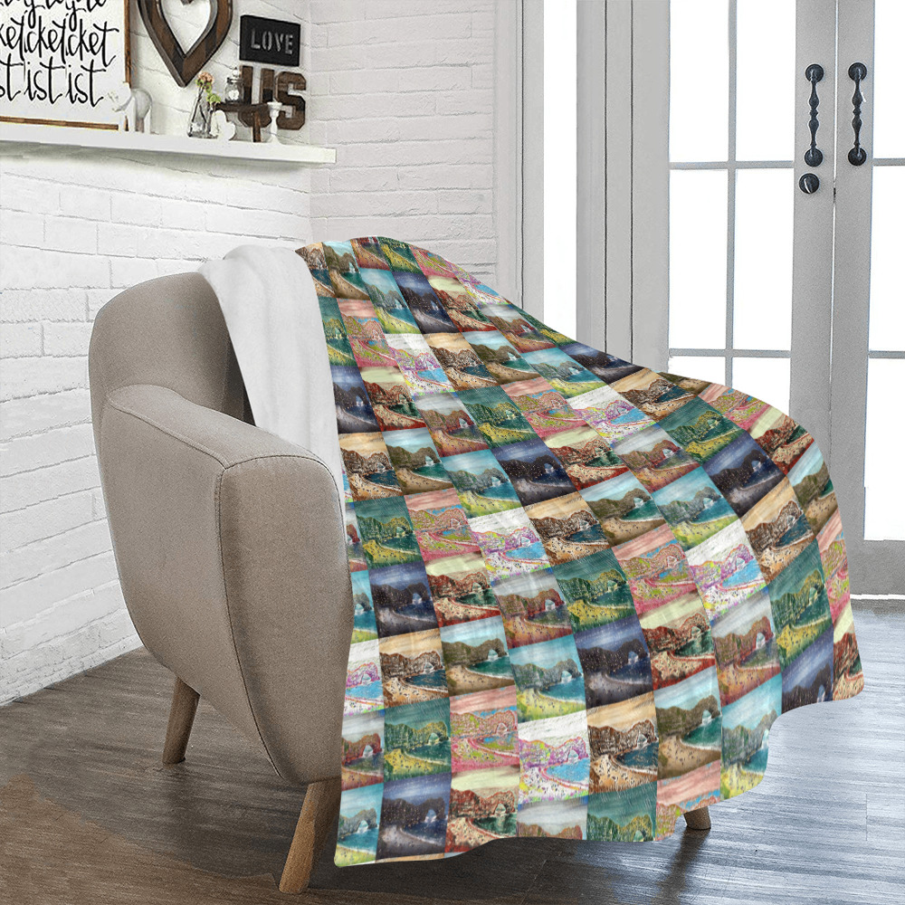 Durdle Door, Dorset, England Collage Ultra-Soft Micro Fleece Blanket 50"x60"