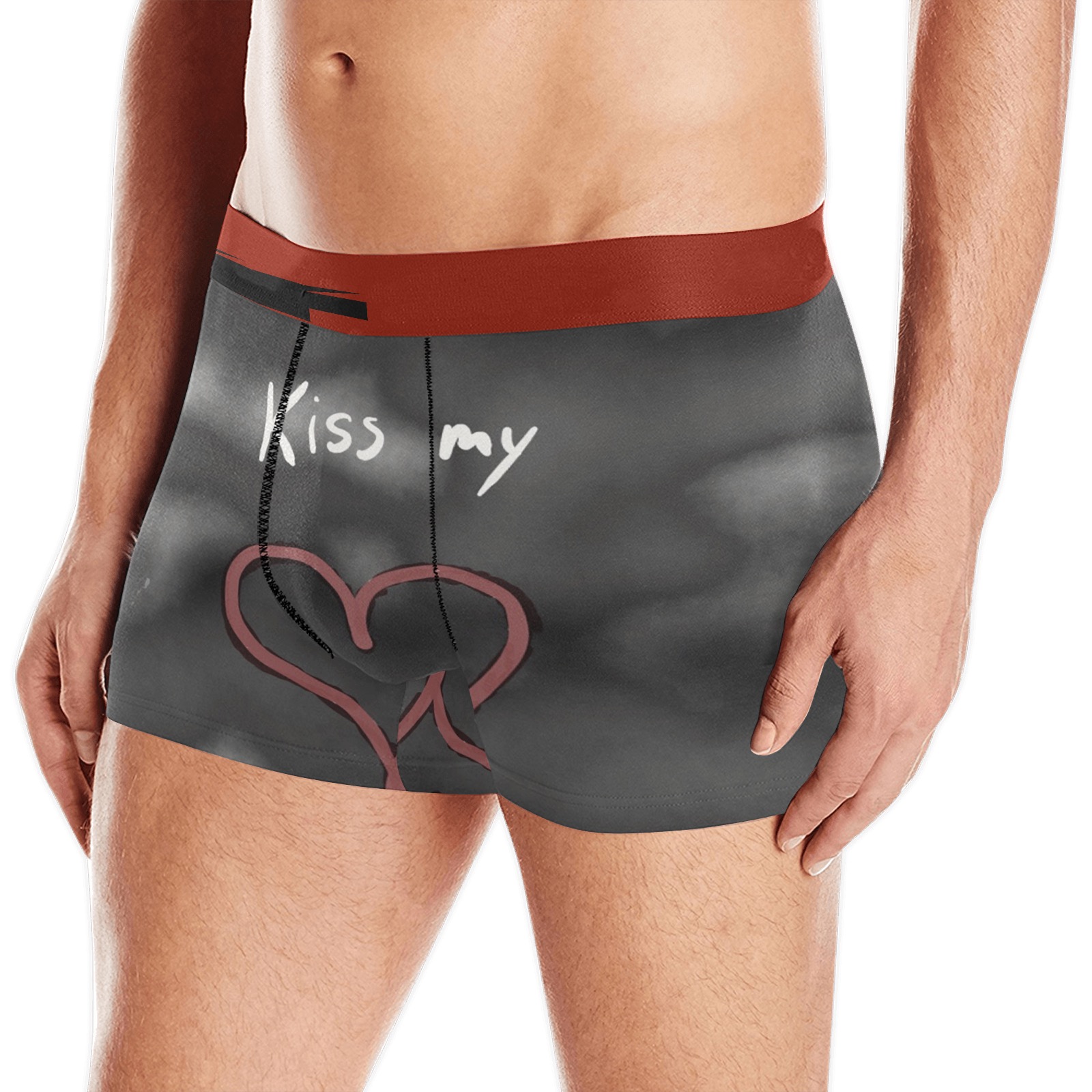 Kiss my d... Men's Boxer Briefs w/ Custom Waistband (Merged Design) (Model L10)