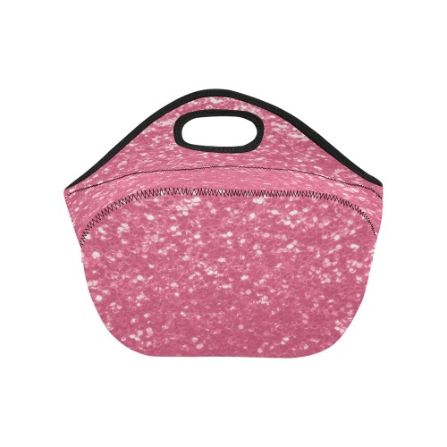 Magenta light pink red faux sparkles glitter Neoprene Lunch Bag/Small (Model 1669)