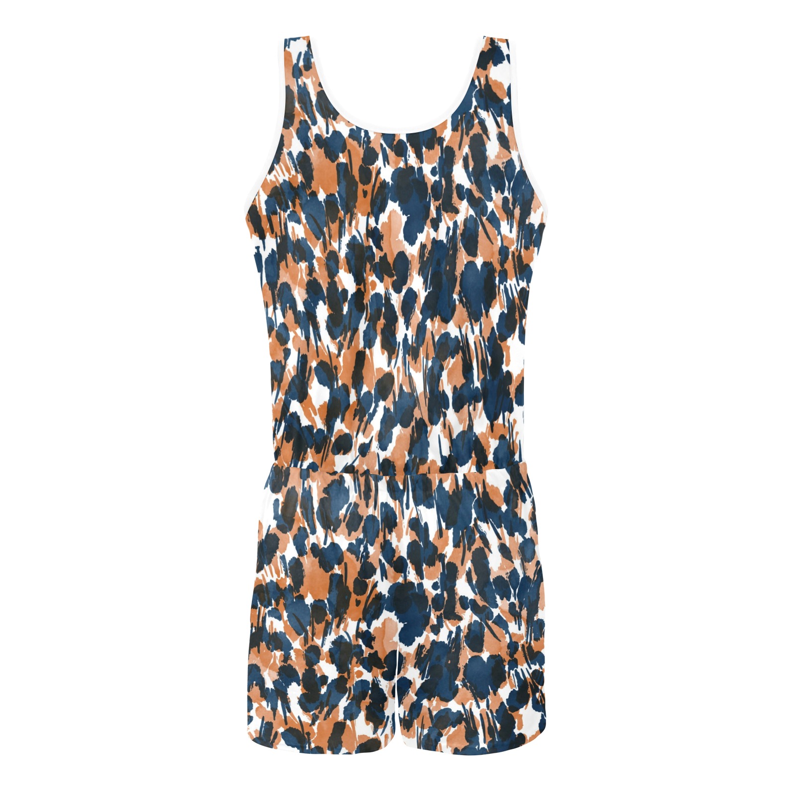 Dots brushstrokes animal print All Over Print Vest Short Jumpsuit