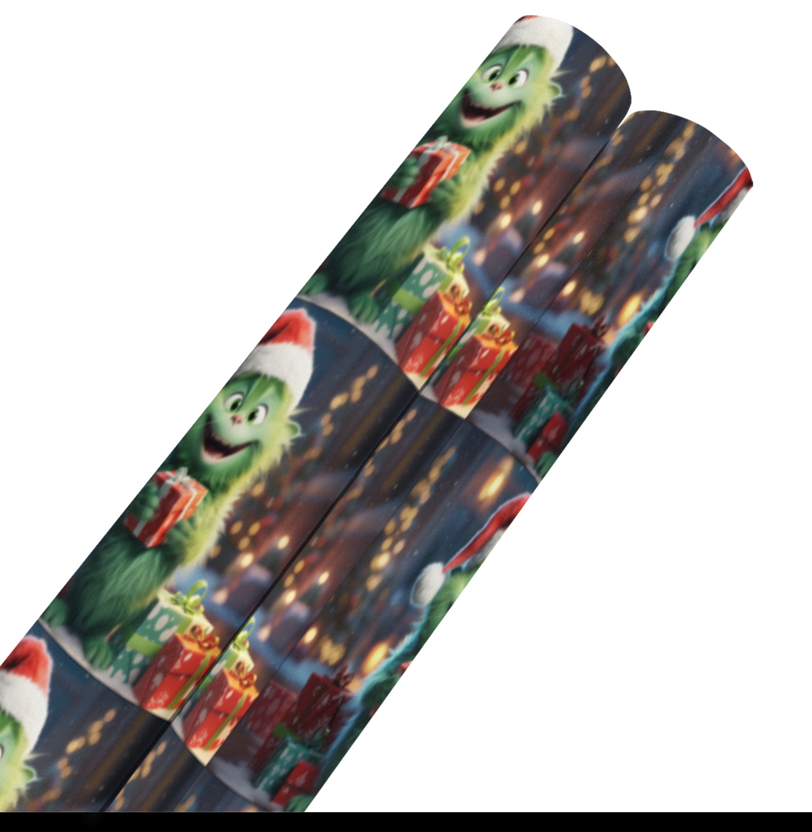 Happy Green Cat Christmas Gift Wrapping Paper 58"x 23" (2 Rolls)