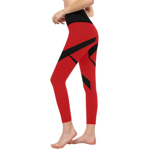 Sexy Red and Black Women's All Over Print High-Waisted Leggings (Model L36)