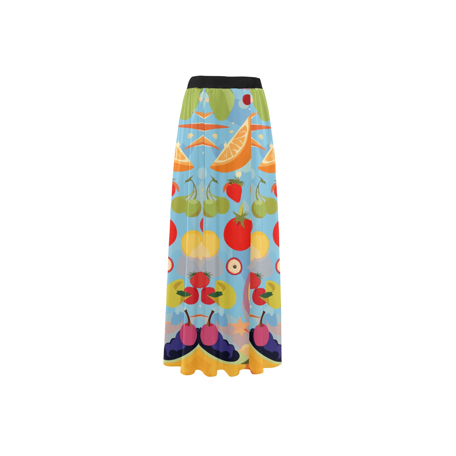 Fantasy fruits, shining suns and stars funny art. High Slit Long Beach Dress (Model S40)