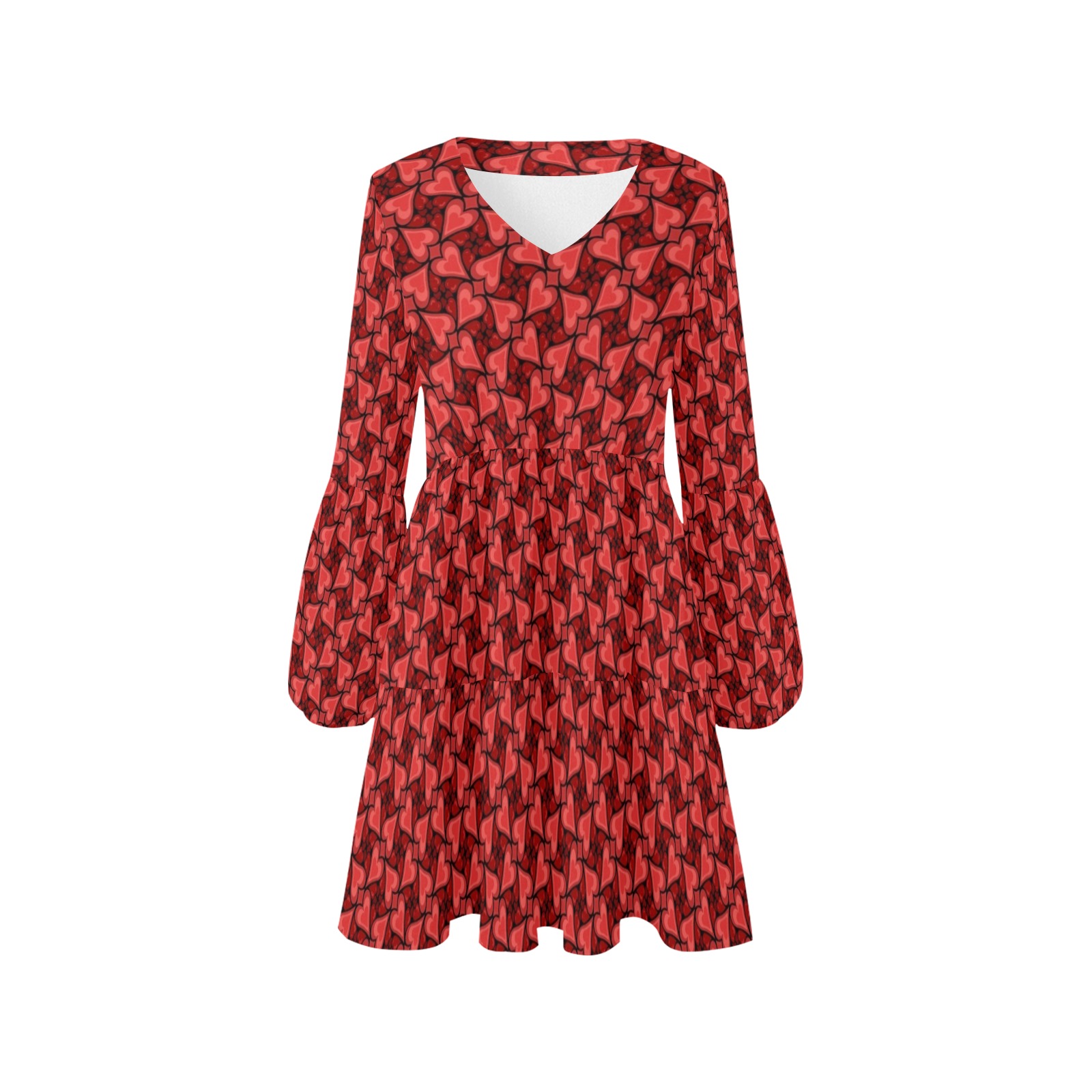 Heart Pattern Love Story V-Neck Loose Fit Dress (Model D62)