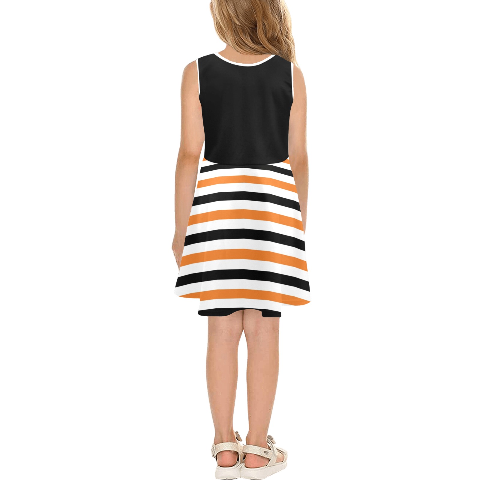 Halloween Stripes Girls' Sleeveless Sundress (Model D56)