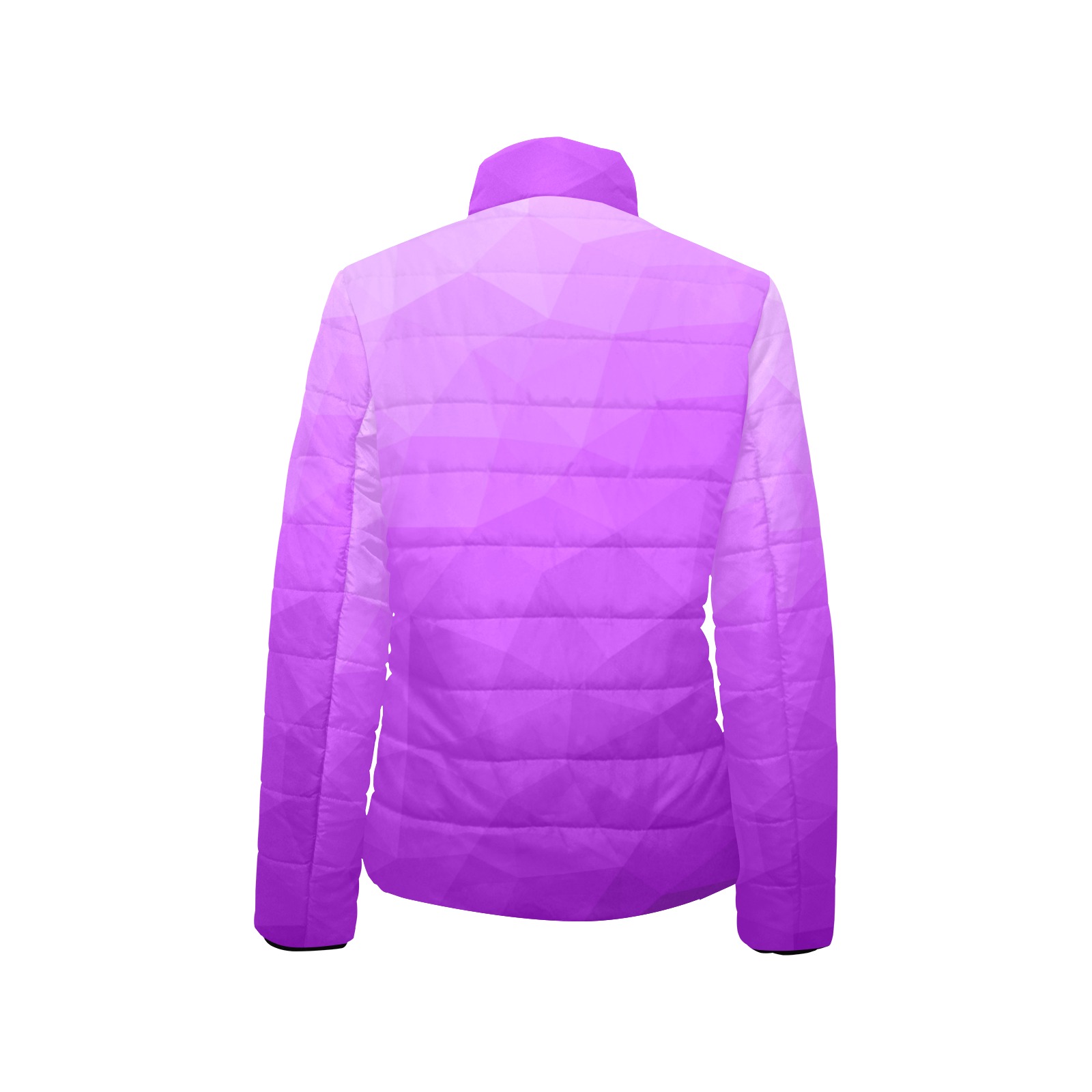 Purple gradient geometric mesh pattern Women's Stand Collar Padded Jacket (Model H41)