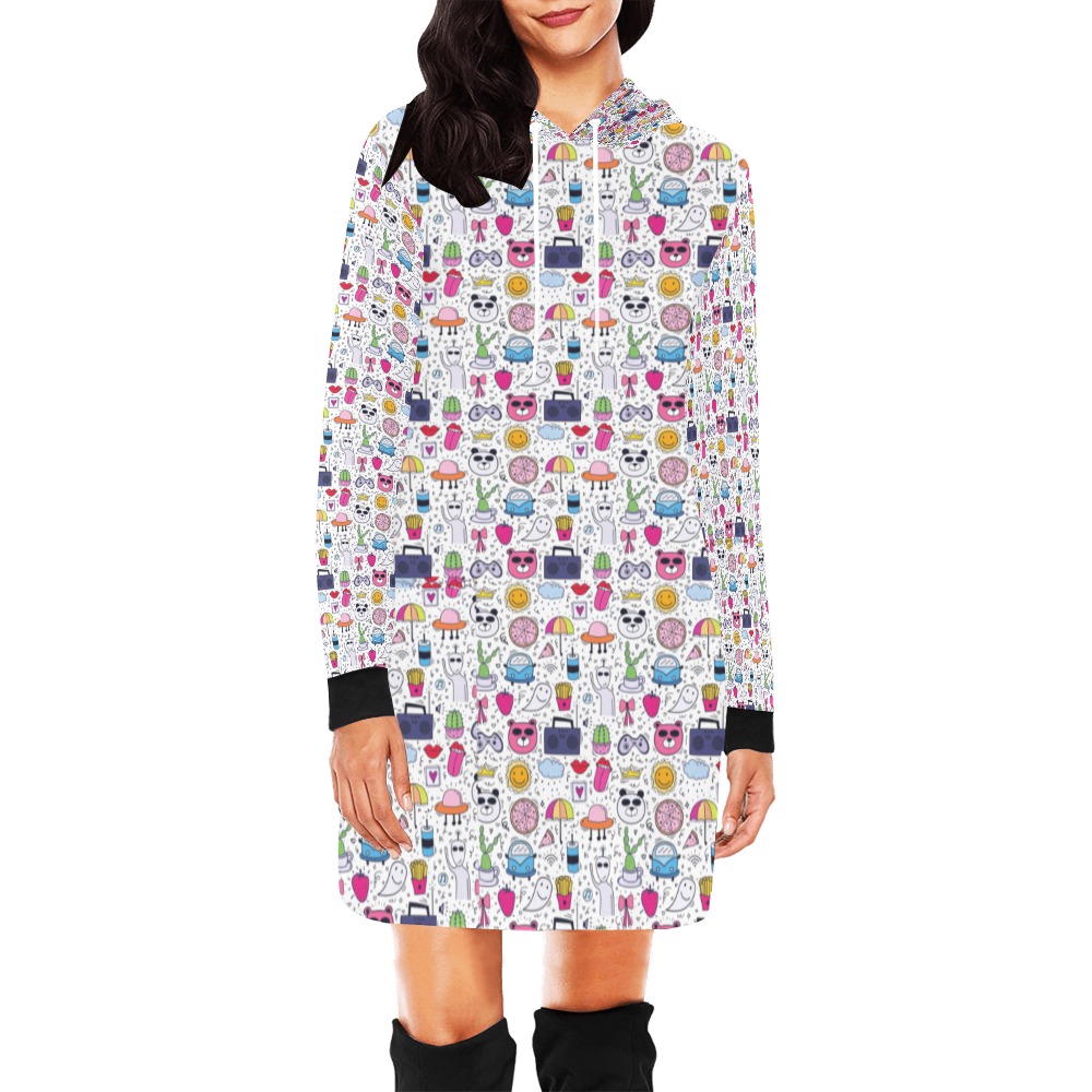 harajuki All Over Print Hoodie Mini Dress (Model H27)