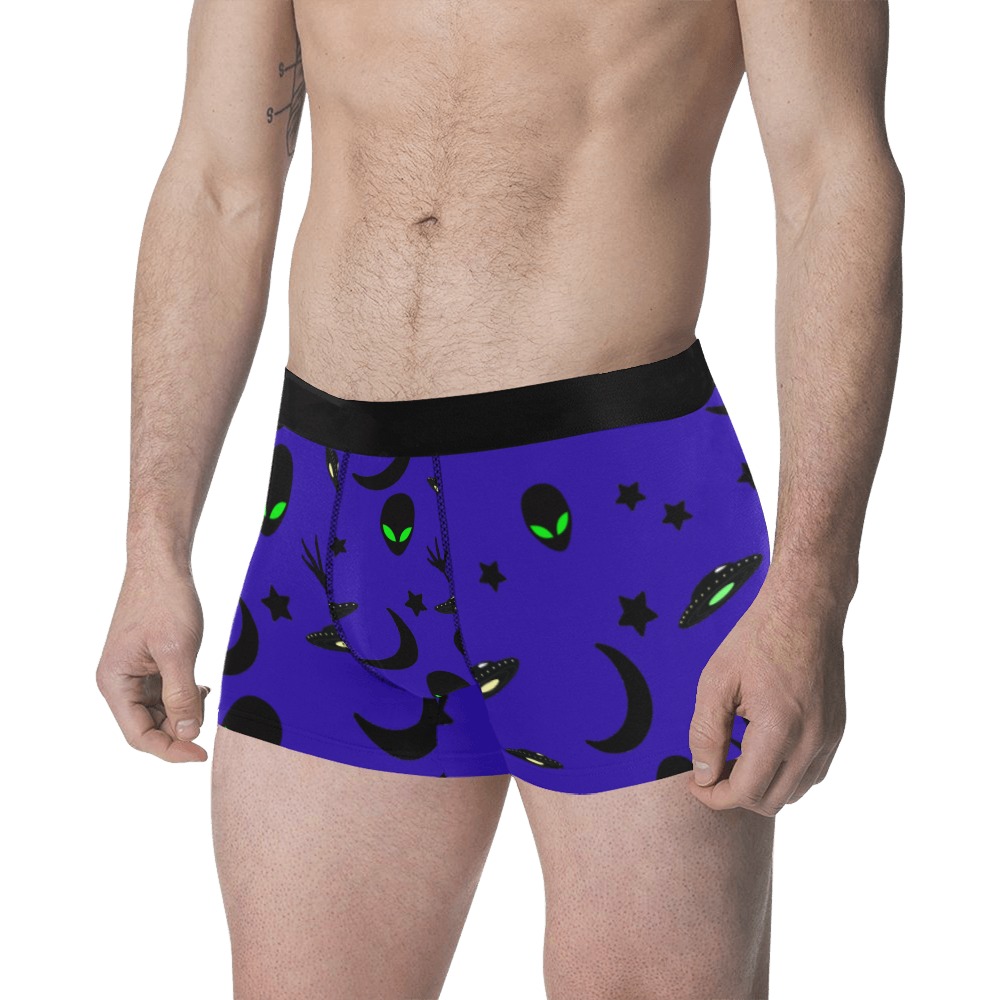 Aliens and Spaceships - Blue Men's All Over Print Boxer Briefs (Model L34)