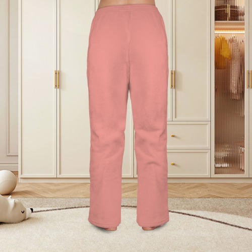 Burnt Coral Women's Coral Fleece Pajama Trousers (Model L76)
