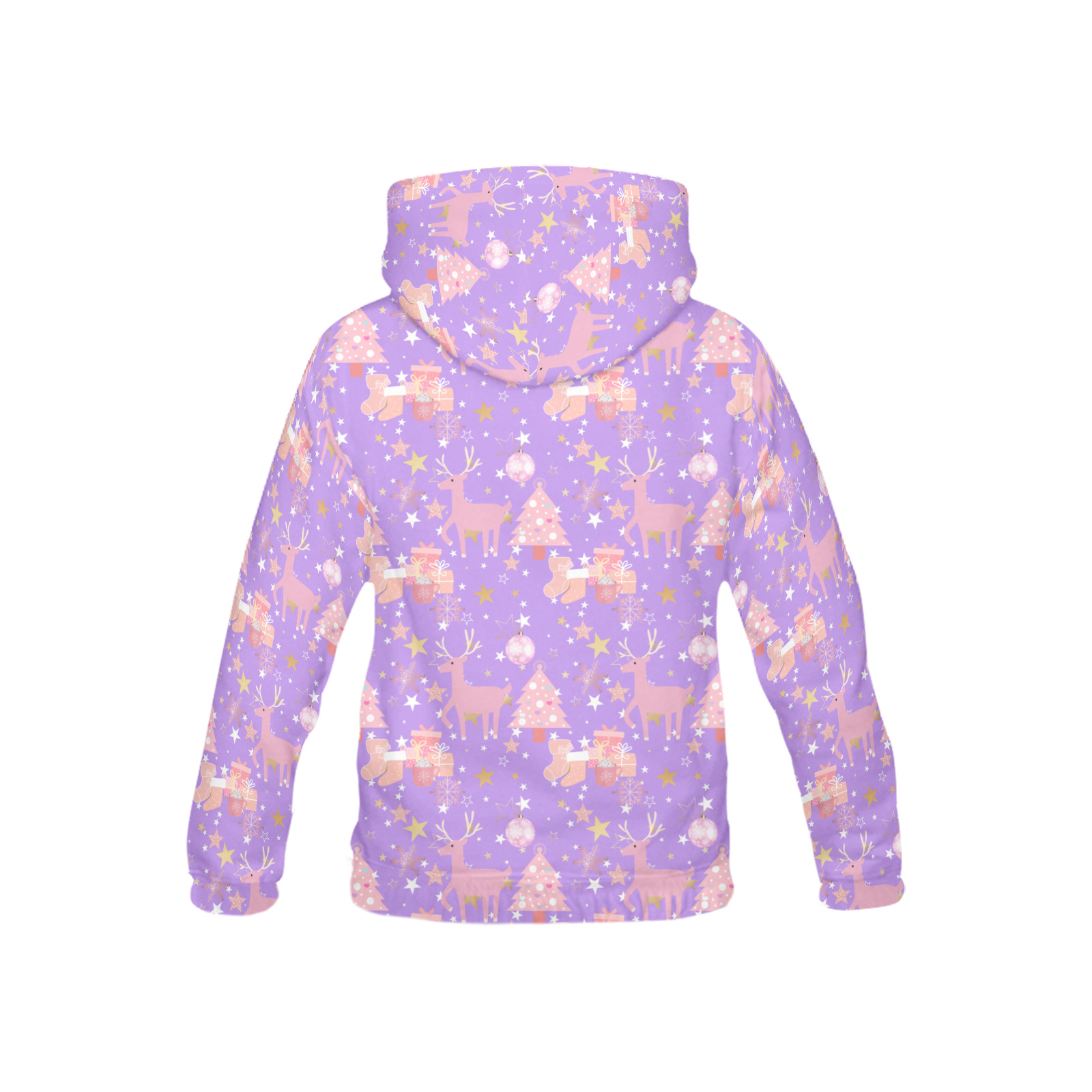 Pink and Purple and Gold Christmas Design All Over Print Hoodie for Kid (USA Size) (Model H13)