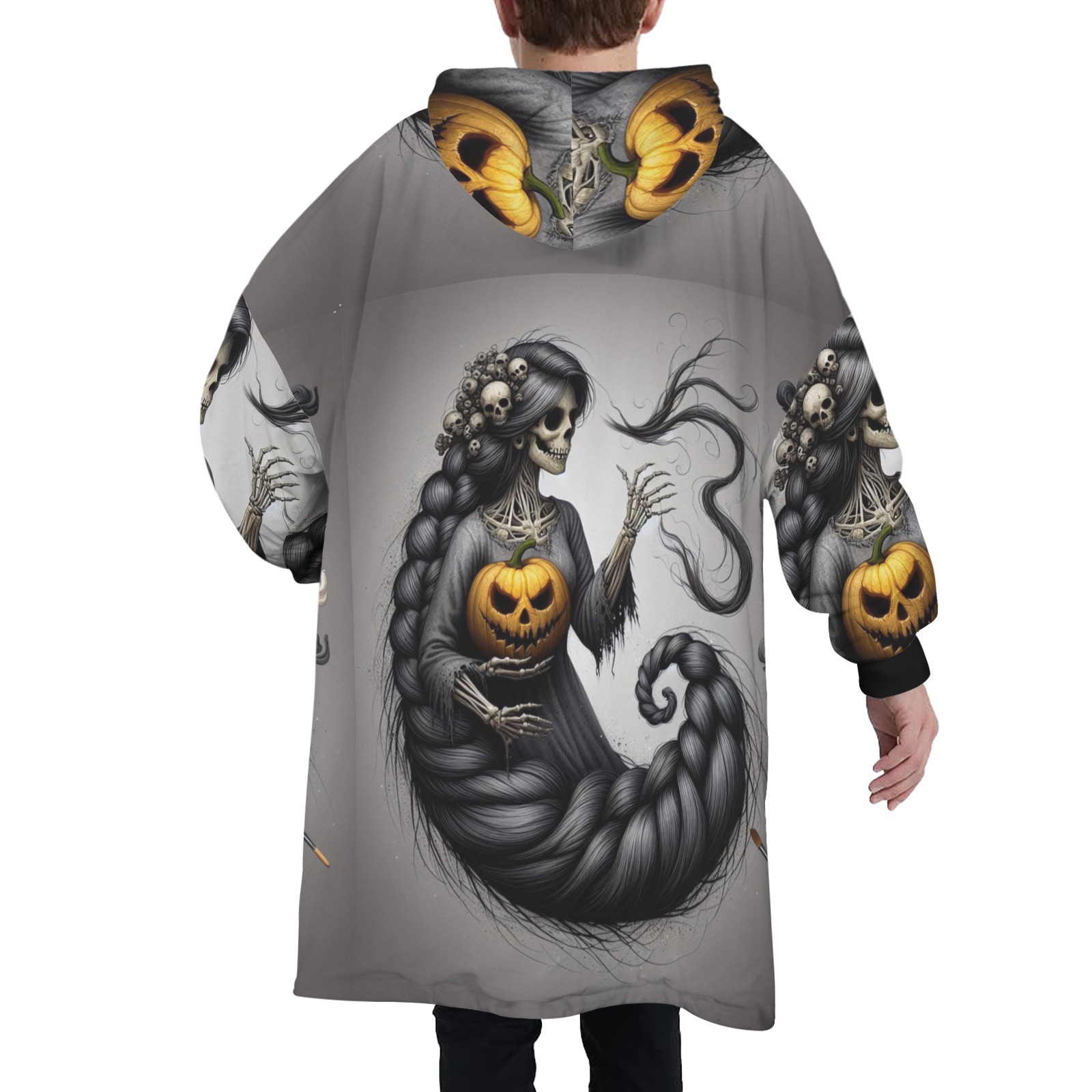 halloween_efChannel27 Unisex Blanket Hoodie (Model H66)