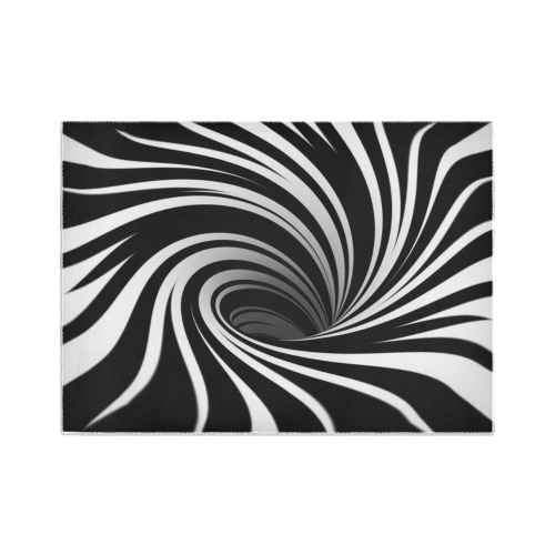 Op Art Optical Illusion Abstract Flower (Black|White) Area Rug7'x5'
