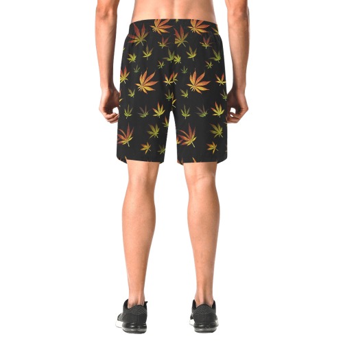 Marijuana Leaves Men's All Over Print Elastic Beach Shorts (Model L20)