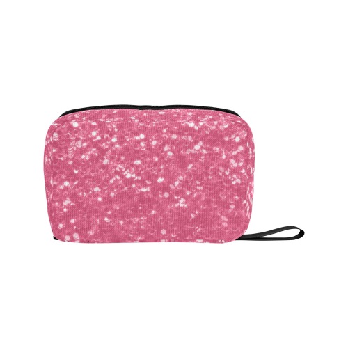 Magenta light pink red faux sparkles glitter Toiletry Bag with Hanging Hook (Model 1728)