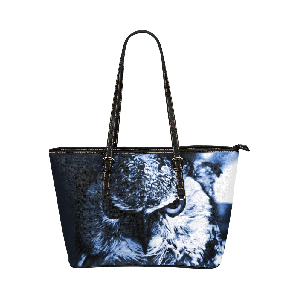 Owl Leather Tote Bag/Large (Model 1651)