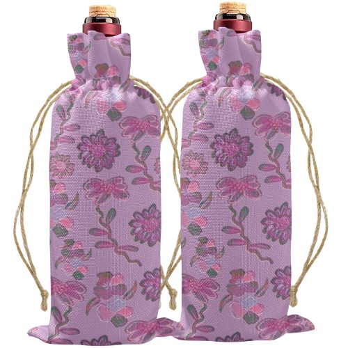 Sweet &Unique Floral Pattern Linen Wine Bottle Bag